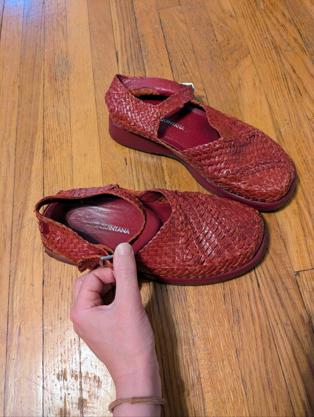 Pons Quintana Red Woven braided leather Huaracha Sandals Size 36